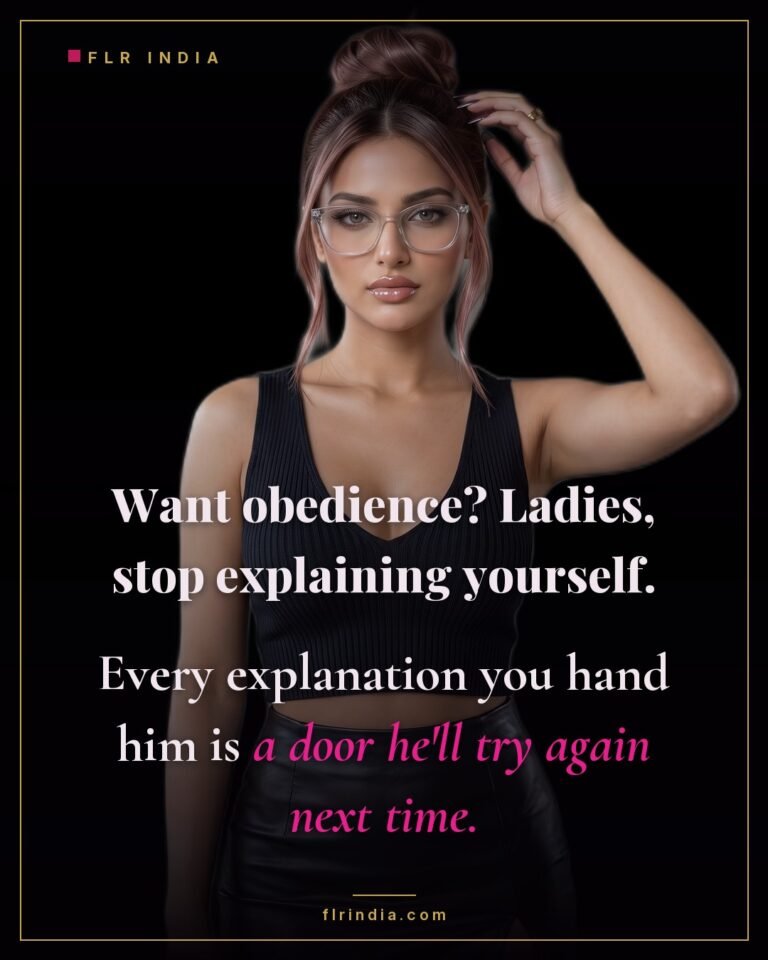 FLR tips caption — explaining your decisions to a submissive husband gives him a door to try again.