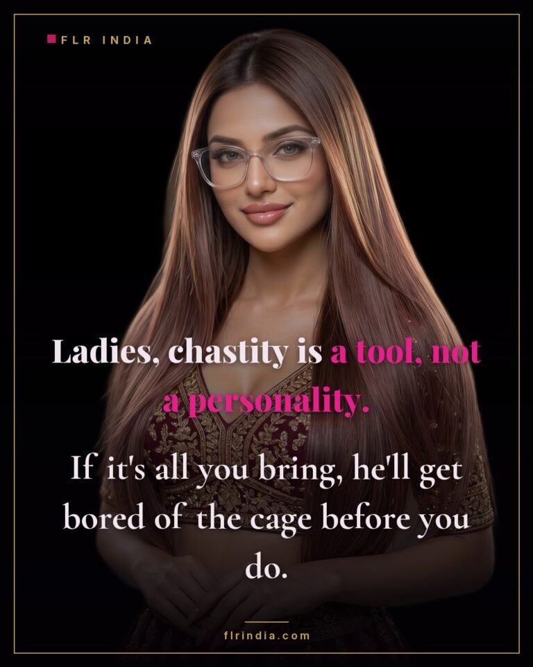 FLR tips caption — experienced FLR wife warns women that chastity is a tool, not a whole personality.