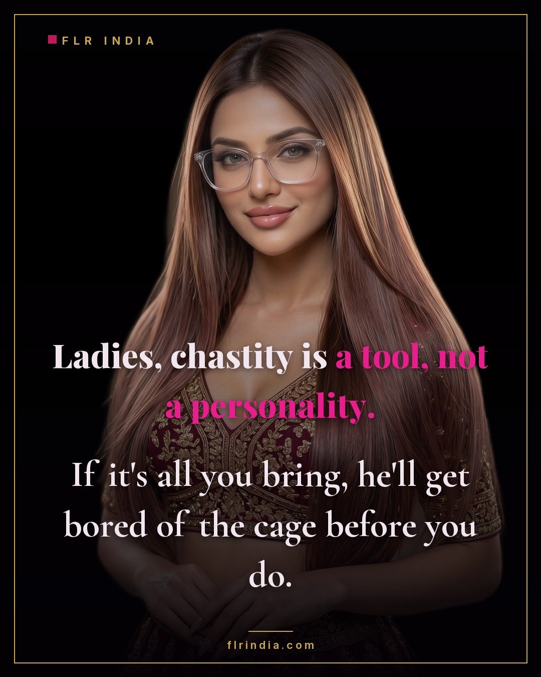 FLR tips caption — experienced FLR wife warns women that chastity is a tool, not a whole personality.