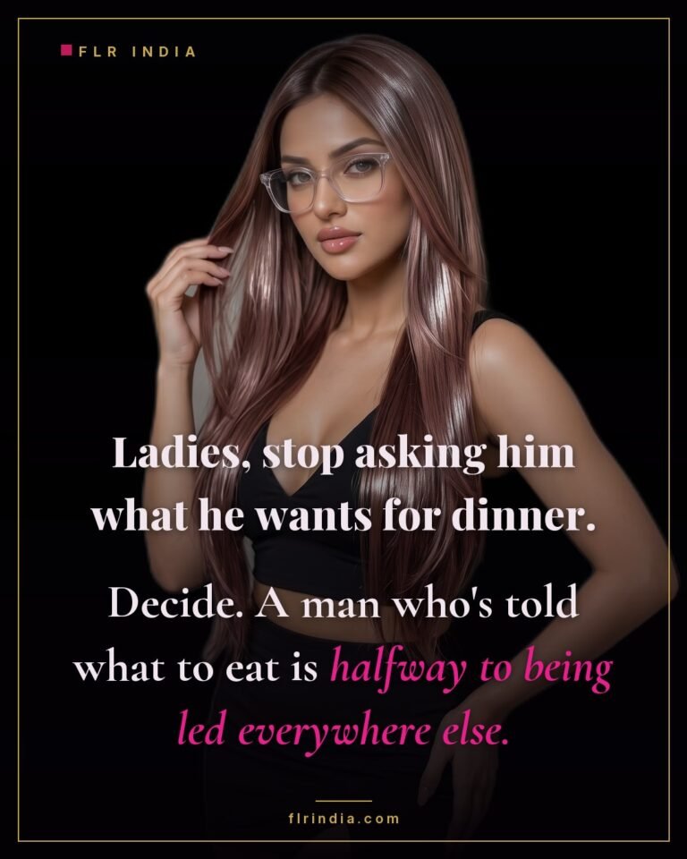 FLR tips caption — experienced FLR wife advises other women to decide dinner, not ask, to lead everywhere.