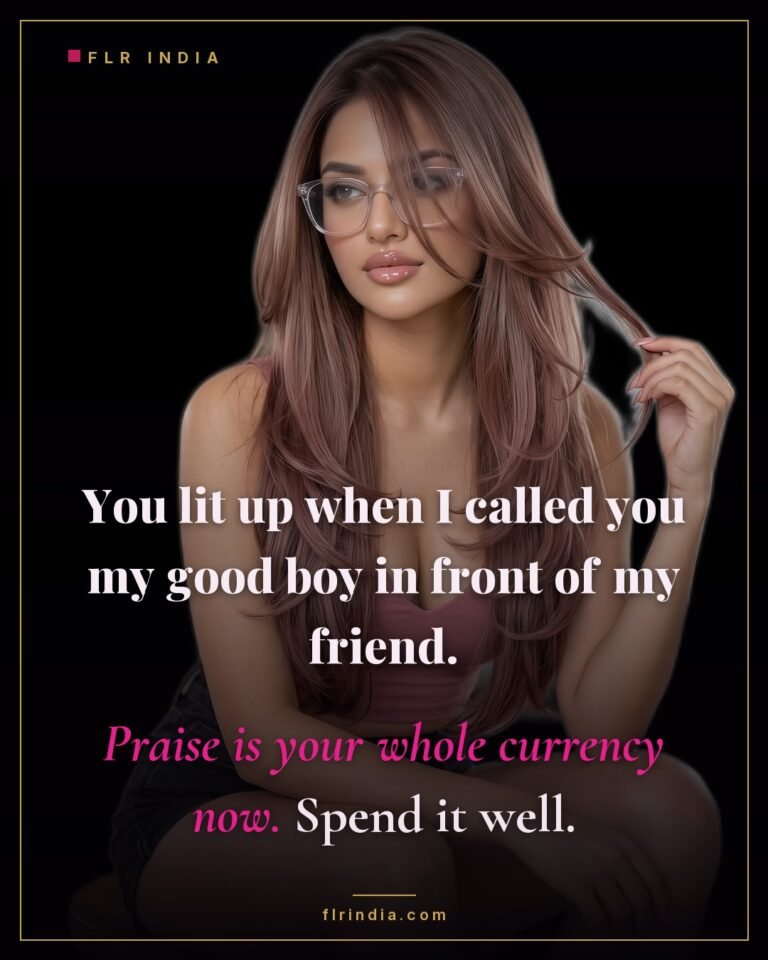 Good boy chastity caption — wife praises her husband for glowing at praise given in front of a friend.