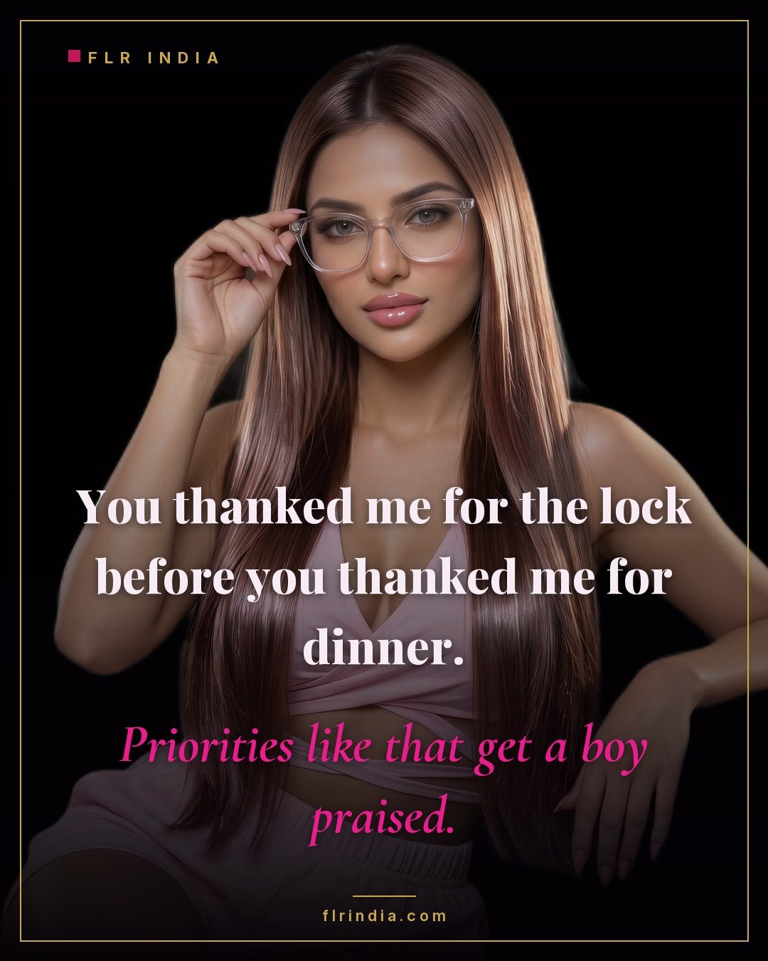 Good boy chastity caption — wife praises her husband for thanking her for chastity before dinner.