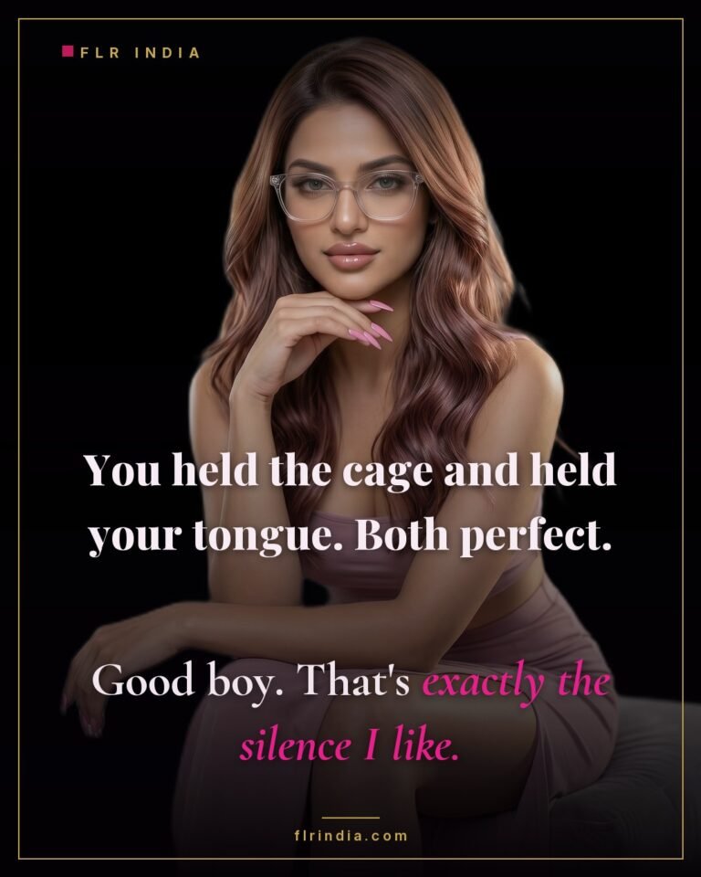 Good boy caption — wife praises her husband for staying caged and quiet.