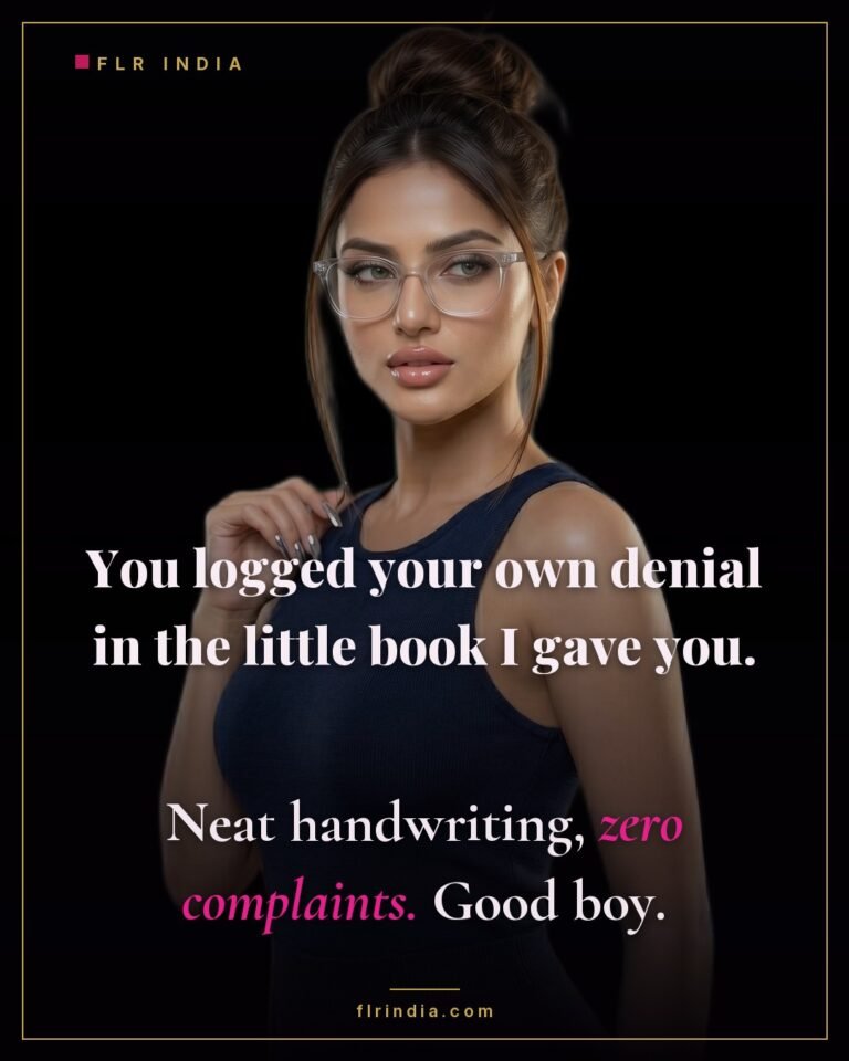 Good boy caption — wife praises her husband for diligently logging his denial without complaint.