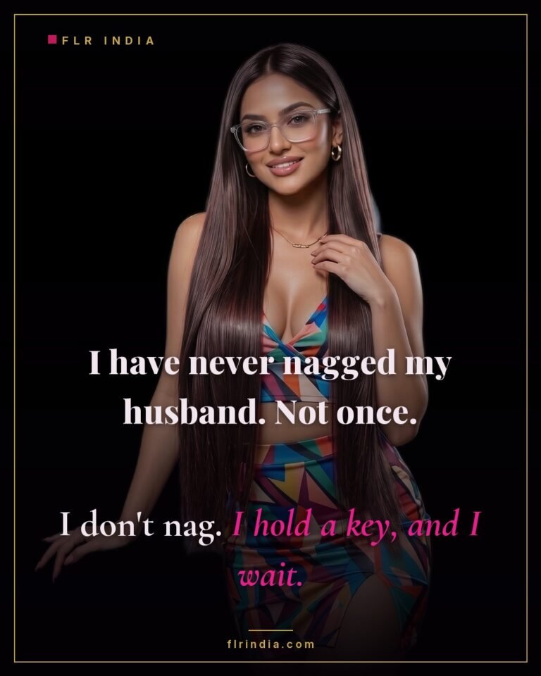 Keyholder caption — wife says she never nags her husband, she simply holds the key and waits.