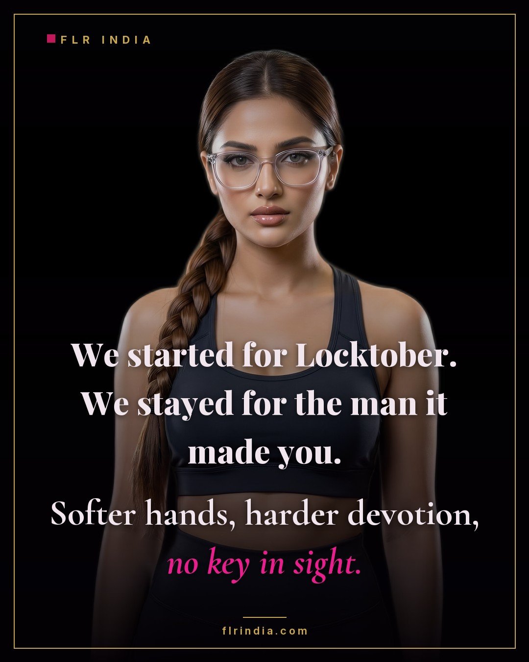 Locktober caption — wife keeps her husband locked for who chastity made him, with no key in sight.
