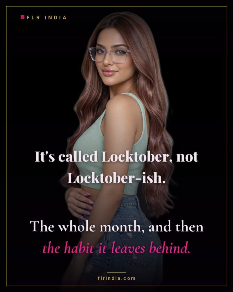Locktober chastity caption — wife insists on the whole month locked, plus the habit Locktober leaves behind.