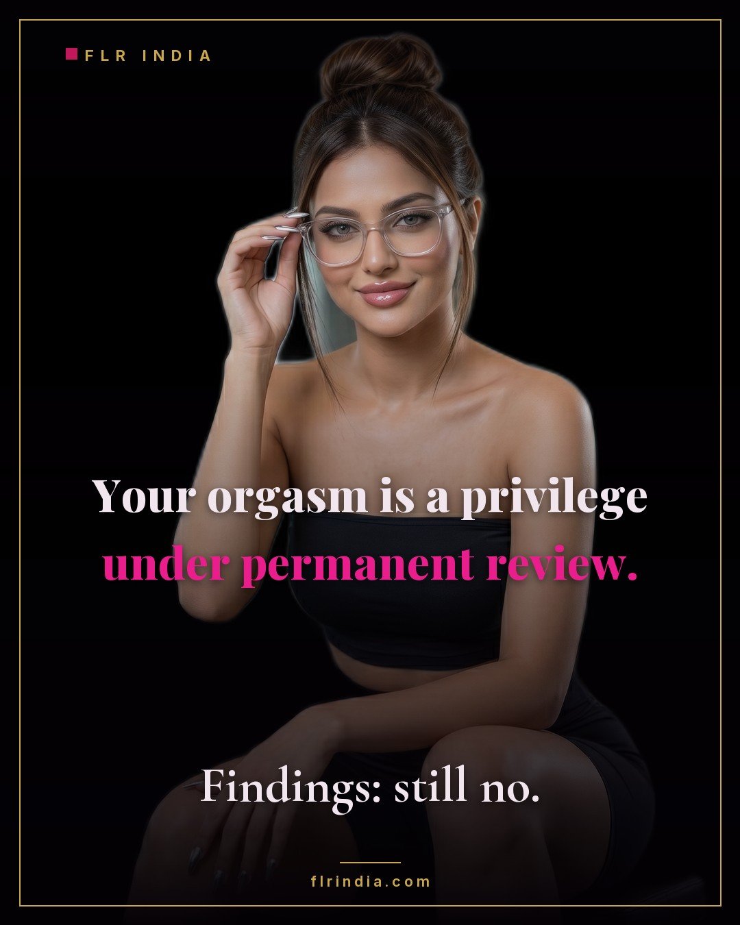 Orgasm denial caption — wife keeps her husband's release under permanent review with no approval.