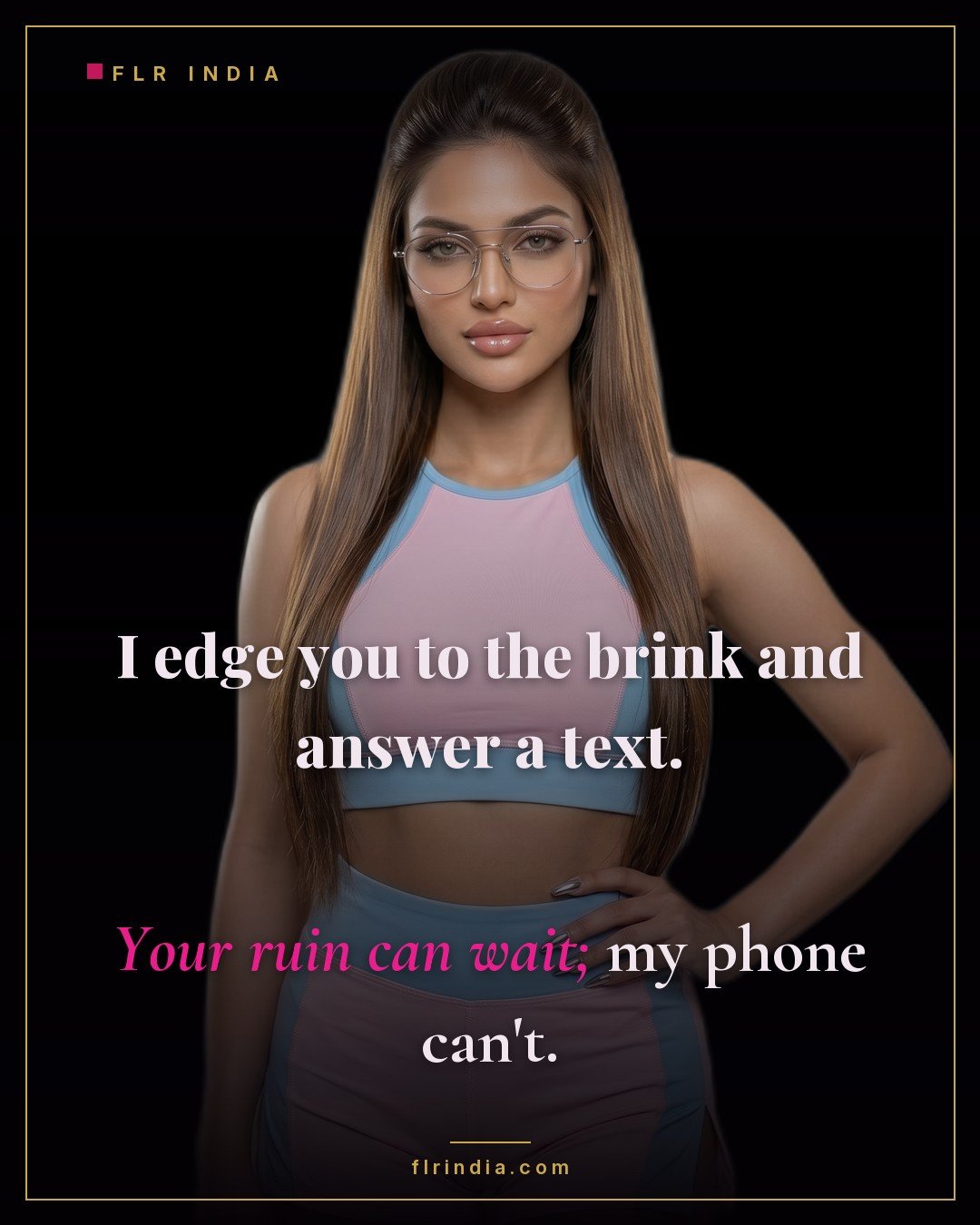 Orgasm denial caption — wife casually interrupts edging her husband to check her phone.