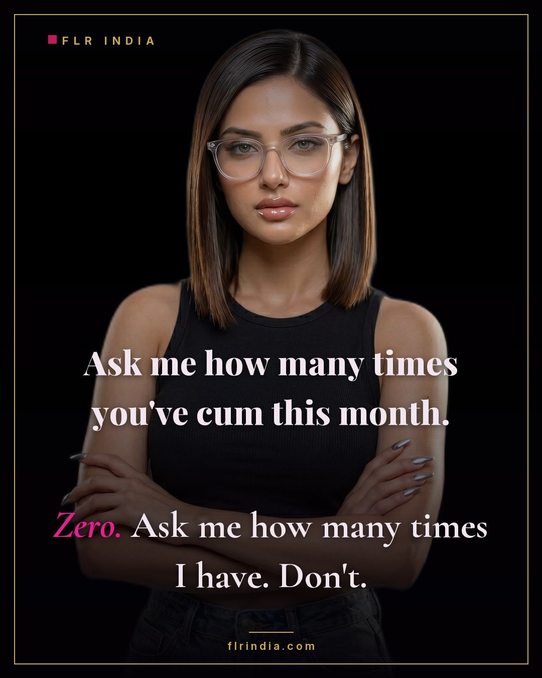 Orgasm denial caption — wife contrasts her husband's zero orgasms with her own.