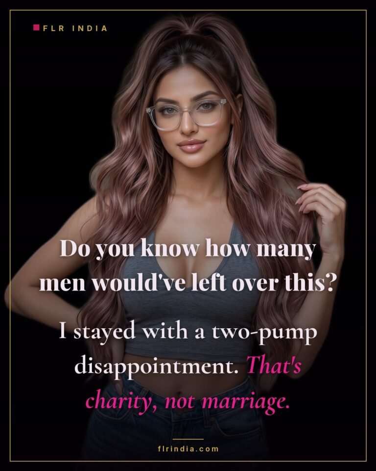 Premature ejaculation caption — wife tells her premature husband she stays out of charity, not attraction.