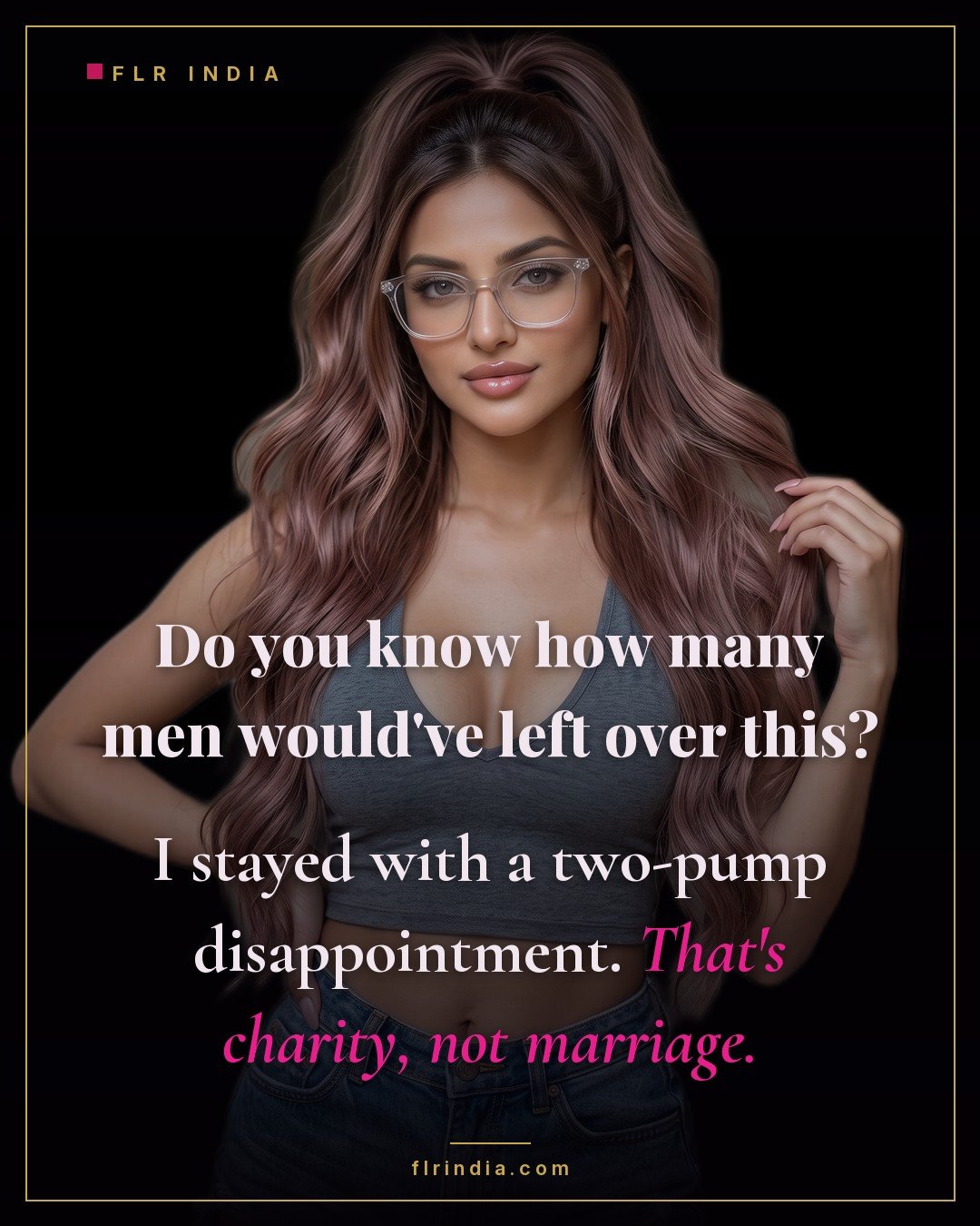 Premature ejaculation caption — wife tells her premature husband she stays out of charity, not attraction.