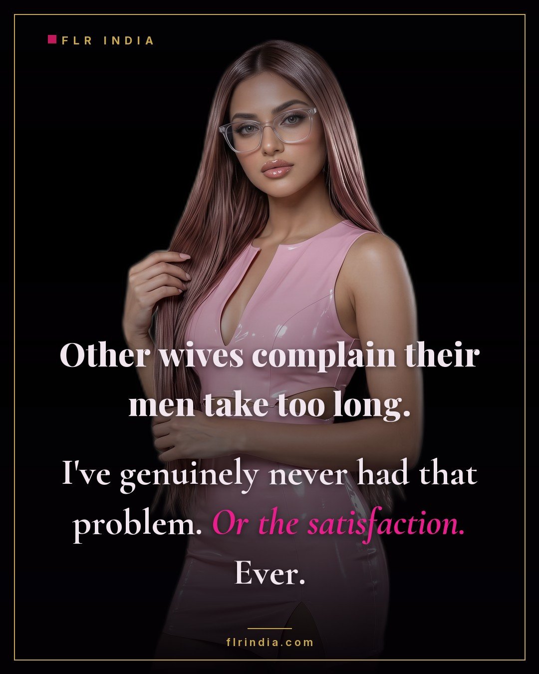 Premature ejaculation caption — wife notes she never has the problem of a husband lasting too long, nor any satisfaction.