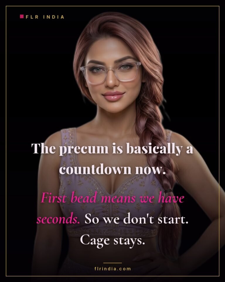 Premature ejaculation caption — wife treats her husband's precum as a countdown to a quick finish, so she keeps him caged.