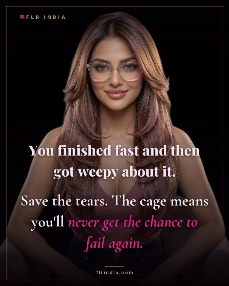Premature ejaculation caption — wife dismisses her husband's tears over finishing fast and keeps him caged.