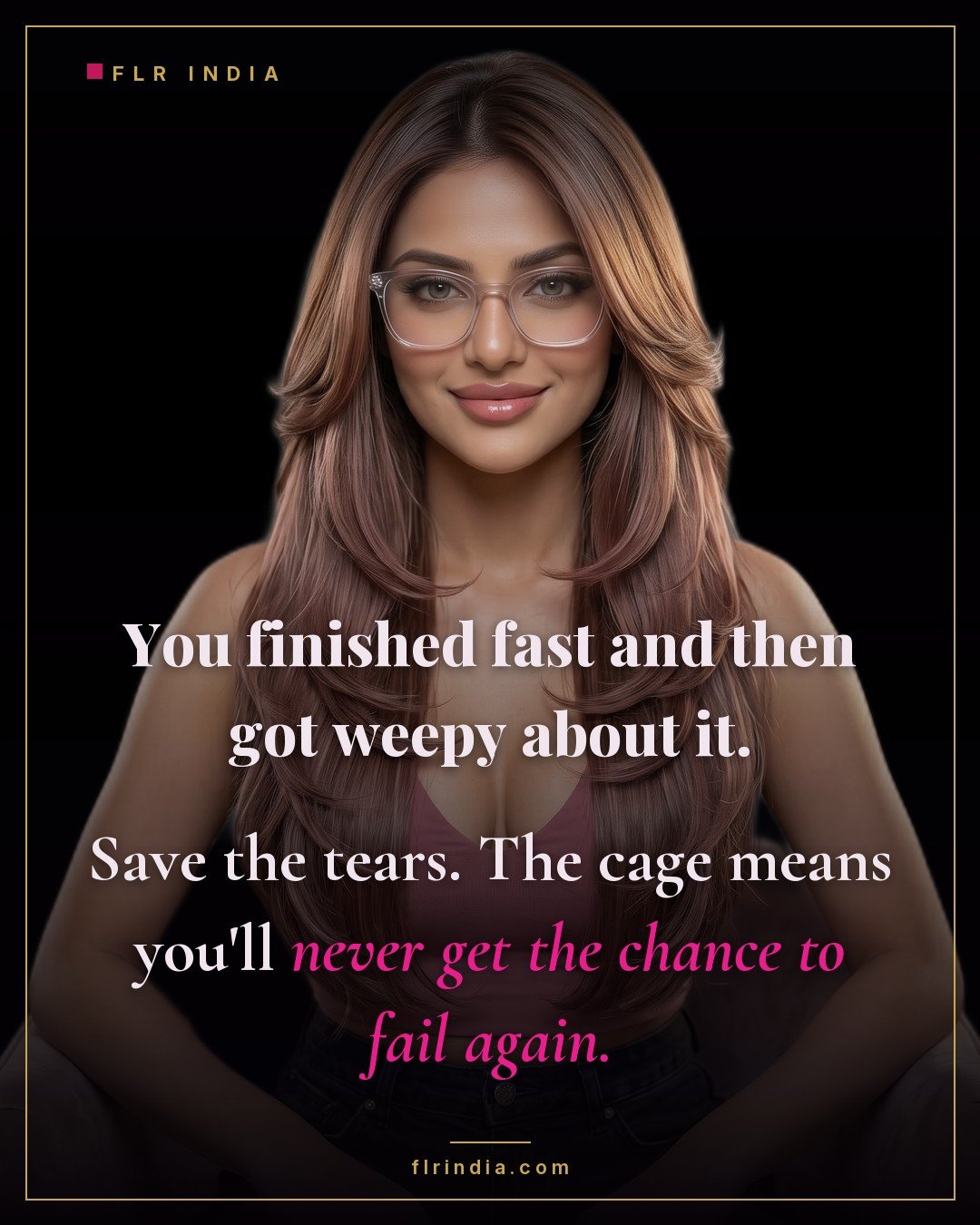 Premature ejaculation caption — wife dismisses her husband's tears over finishing fast and keeps him caged.