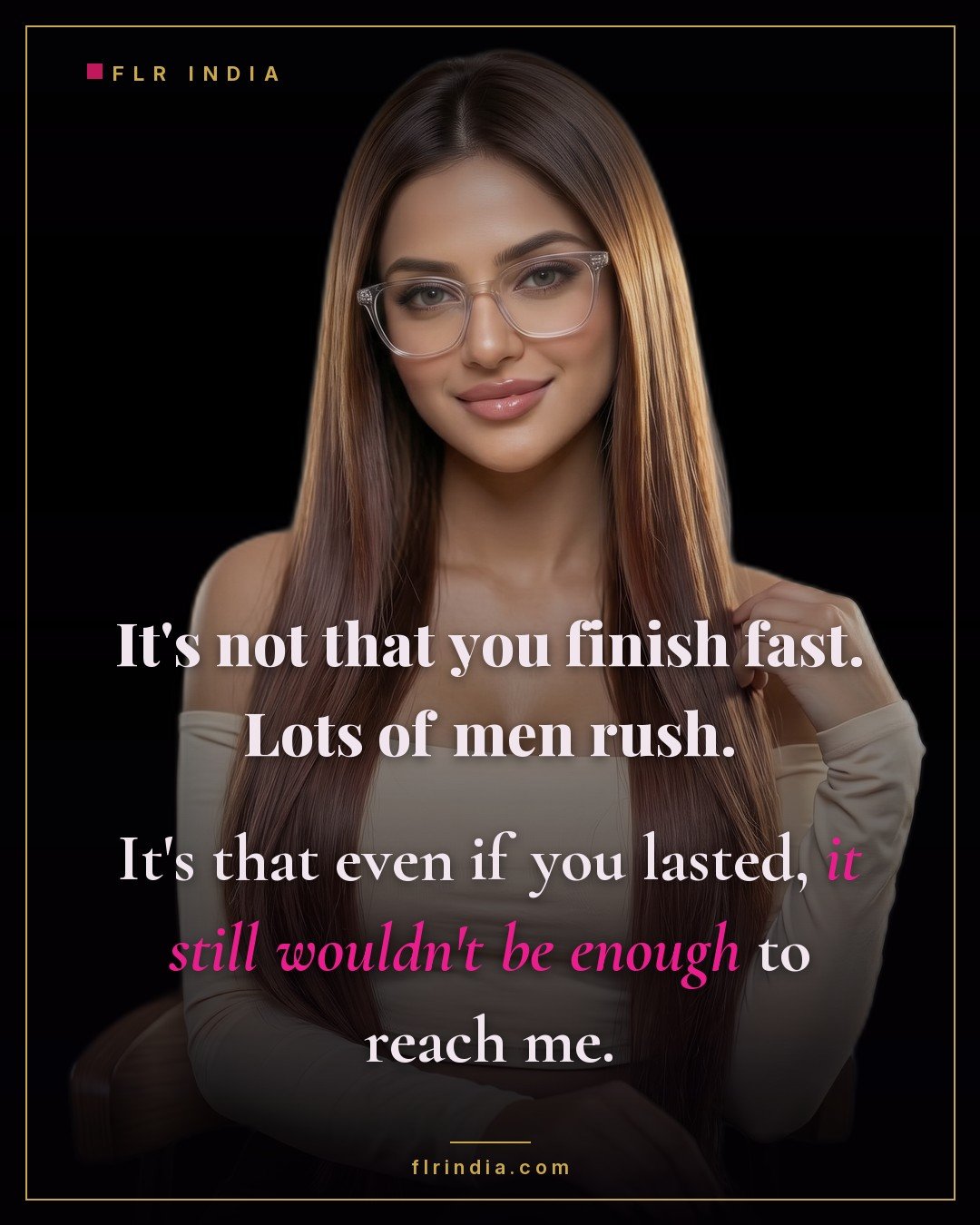 Premature ejaculation caption — wife tells her husband even lasting longer wouldn't make him enough to satisfy her.