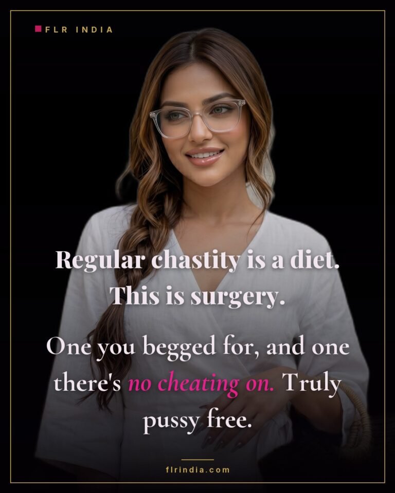 Prince Albert chastity caption — wife compares ordinary chastity to a diet and the pierced-in cage to permanent surgery.