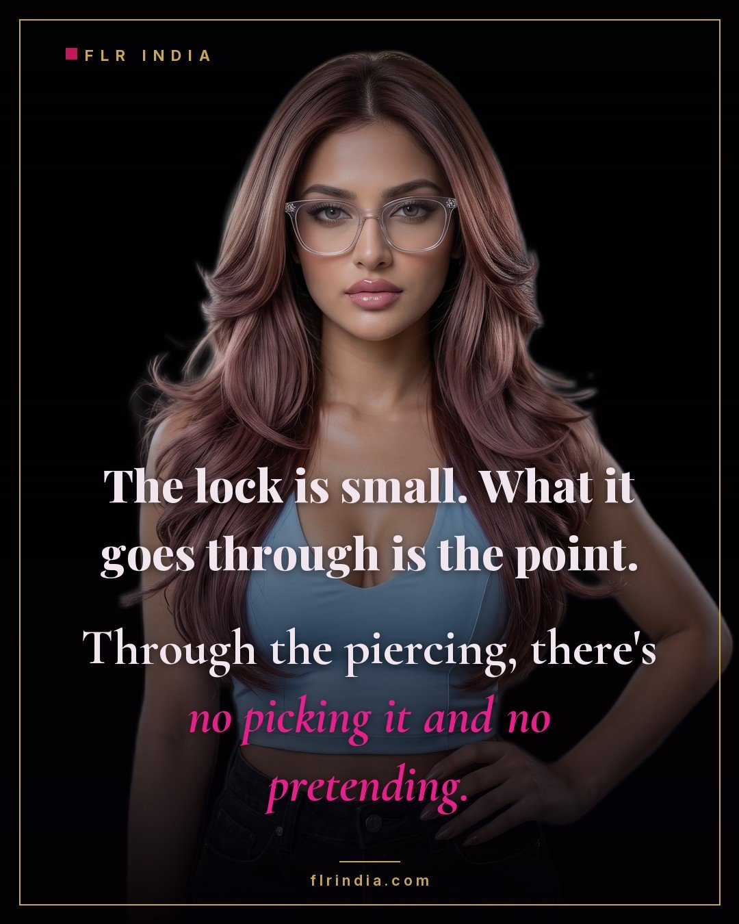 Prince Albert chastity caption — wife notes the small lock matters because it passes through his piercing.