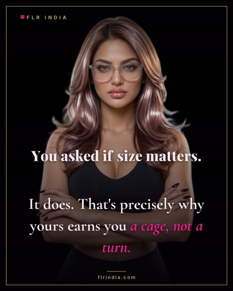 SPH caption — wife tells her husband size matters, which is why his small one is caged not used.