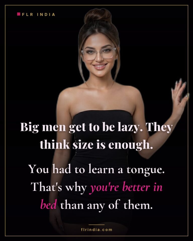 SPH caption — wife reframes his small size as why he learned to please her orally, unlike bigger men.