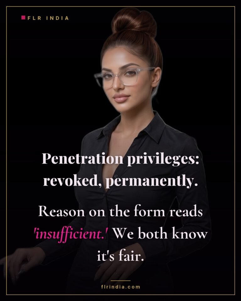 SPH caption — wife permanently revokes her small husband's penetration privileges as insufficient.
