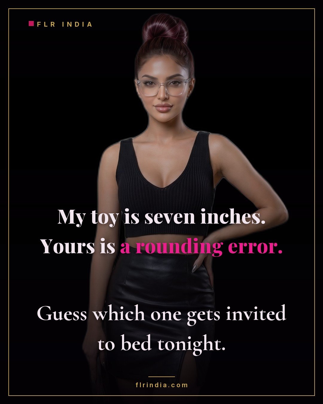 SPH caption — wife compares her seven-inch toy to her husband's tiny size and picks the toy.