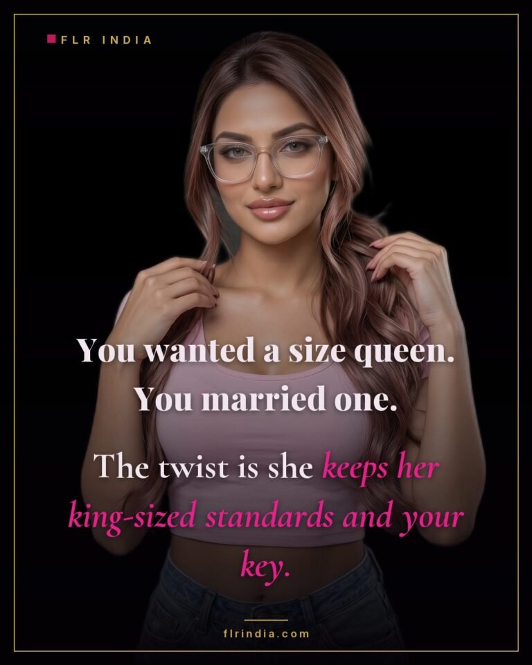 SPH caption — wife admits she's a size queen who keeps high standards and her small husband's key.