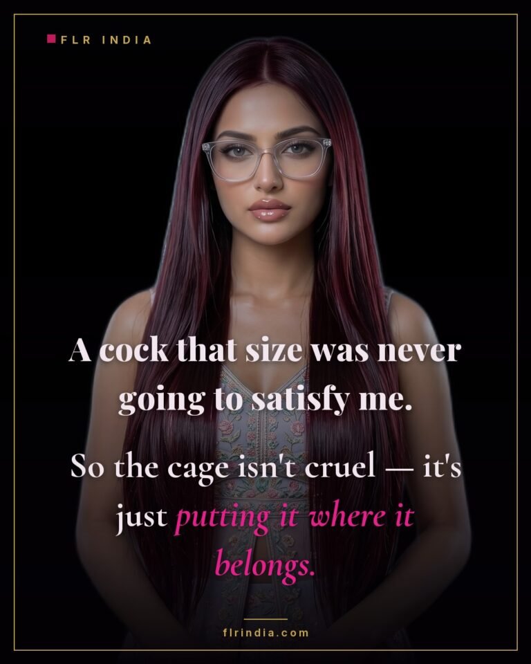 SPH caption — wife reframes locking his small penis as putting it where it belongs.