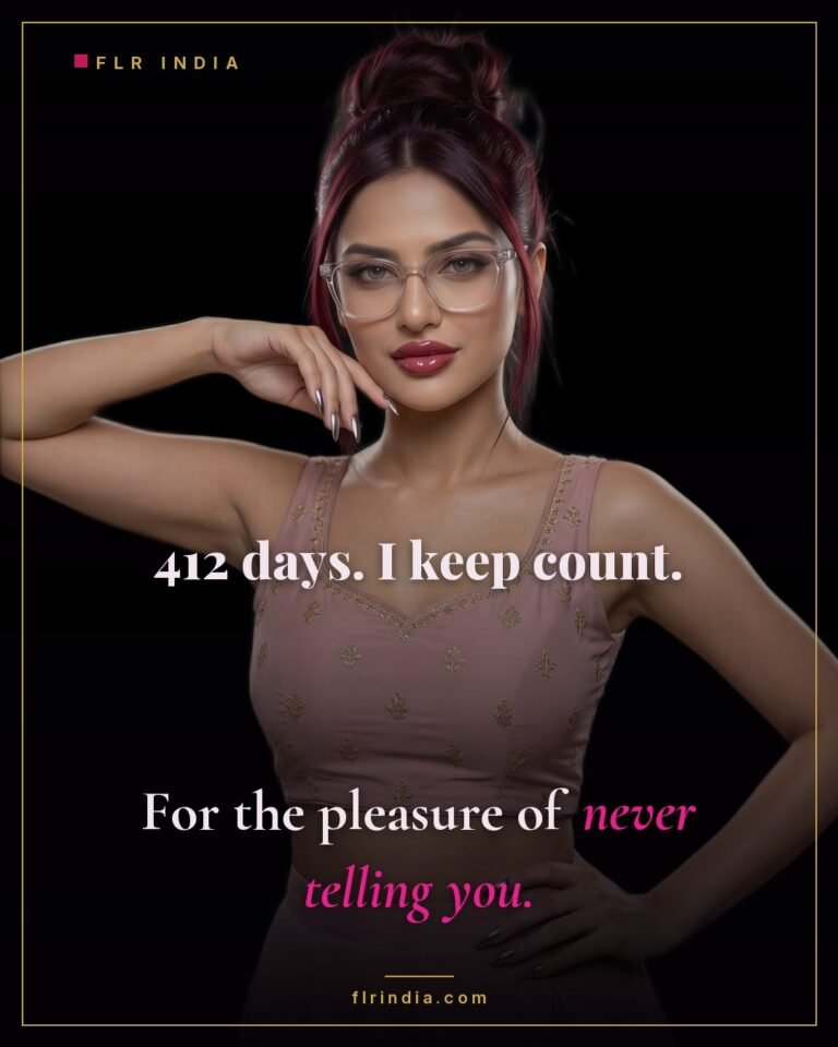 Strict chastity caption — she counts his 412 locked days for the pleasure of never telling him.