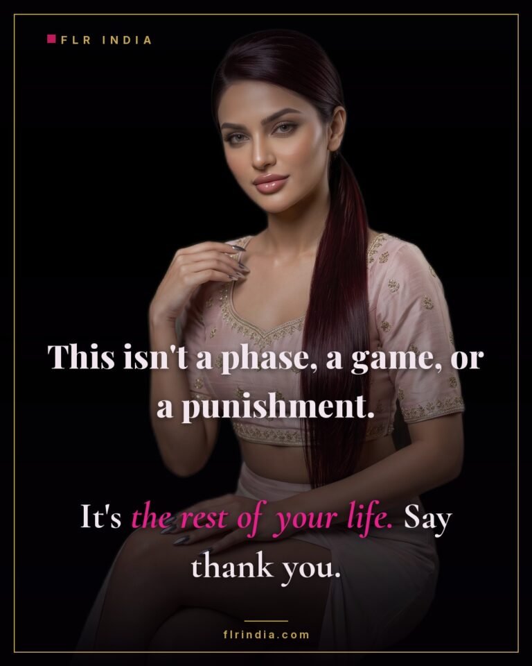 Strict chastity caption — not a phase or punishment; chastity is the rest of his life.