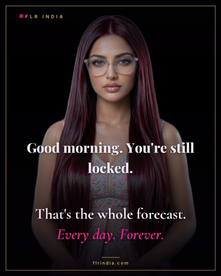 Strict chastity caption — good morning, still locked; that is the whole forecast, every day, forever.