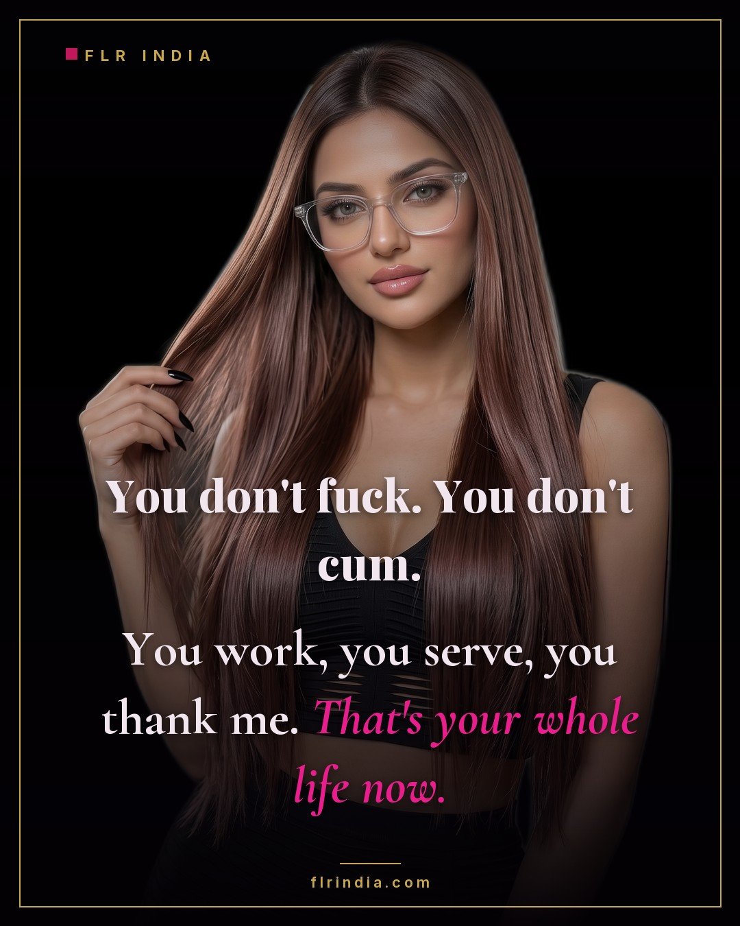Strict chastity caption — no fucking, no cumming; work, serve and thank her is his whole life.