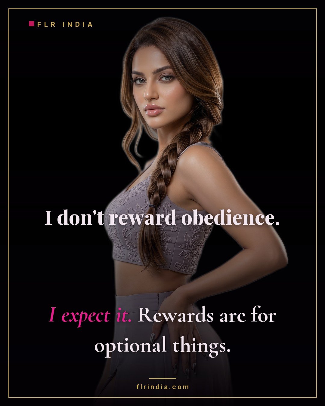 Strict femdom caption — she does not reward obedience, she expects it; rewards are for optional things.