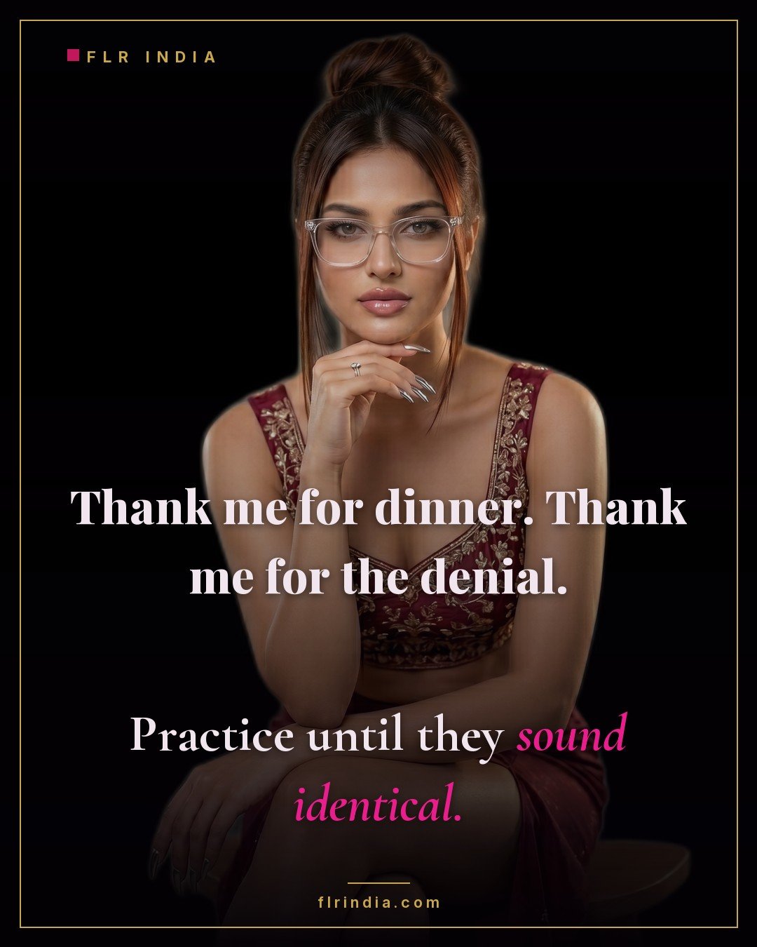 Strict femdom caption — he thanks her for dinner and for denial until the two sound identical.