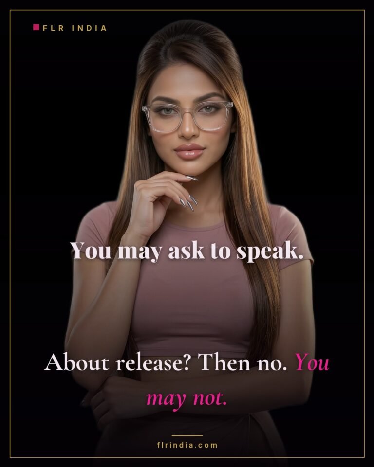 Strict femdom caption — he may ask to speak, but about release the answer is no, he may not.