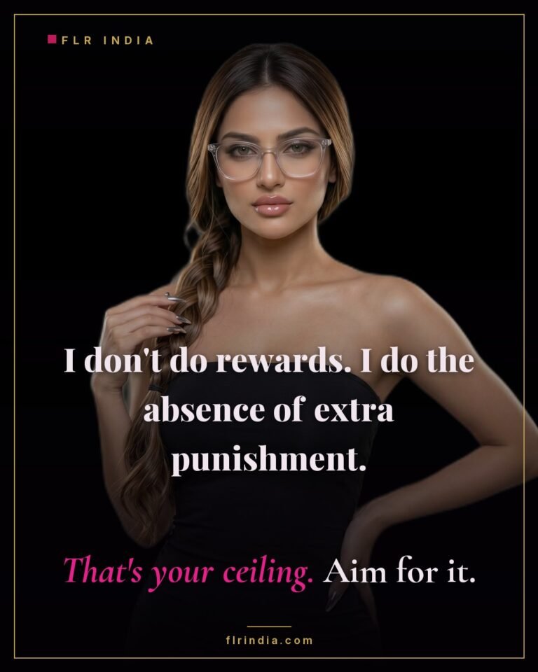 Strict FLR chastity caption — strict wife tells her husband his best outcome is merely no extra punishment.