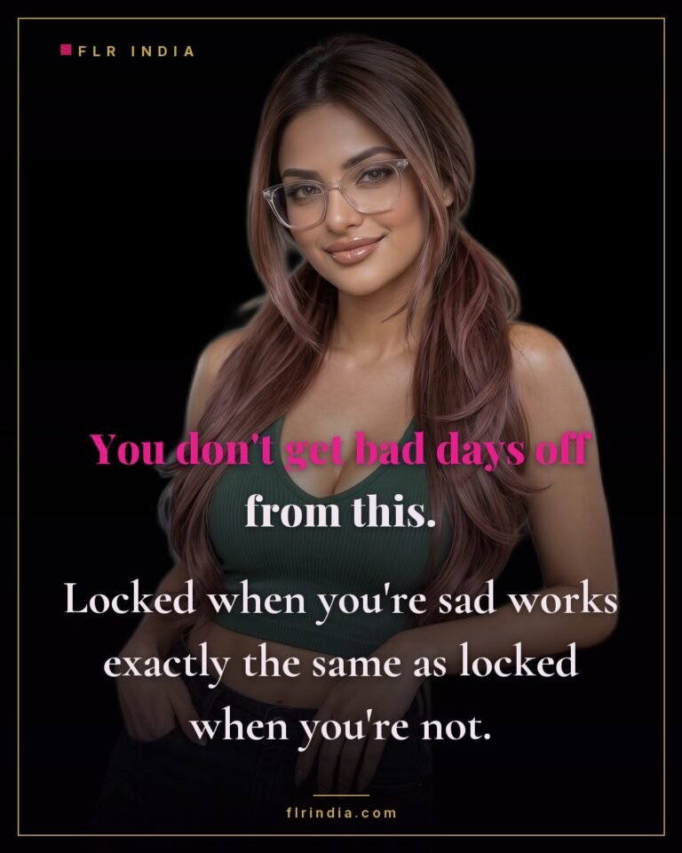 Strict FLR chastity caption — strict wife tells her husband bad days don't earn a break from being locked.
