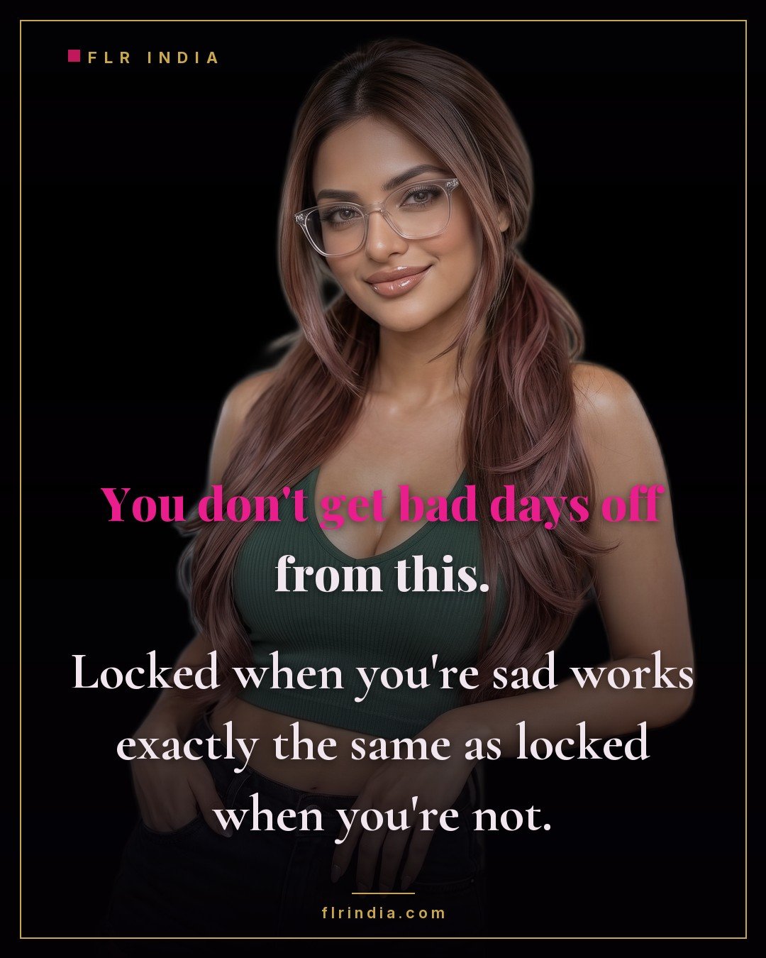 Strict FLR chastity caption — strict wife tells her husband bad days don't earn a break from being locked.