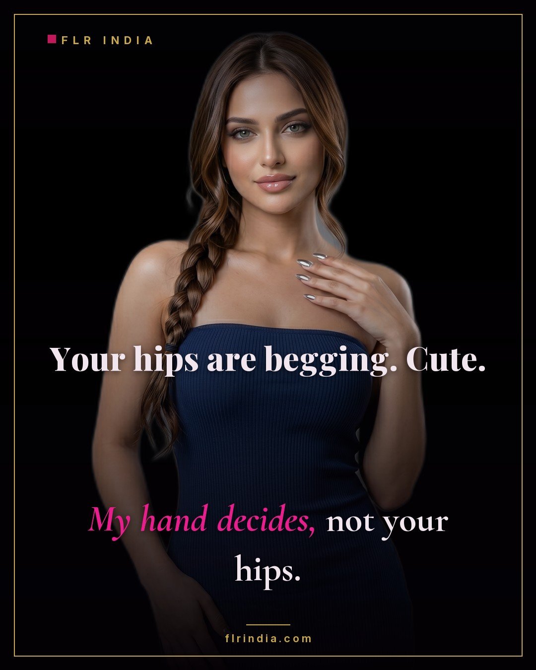 Tease and denial caption — wife makes clear her hand, not his hips, sets the pace.