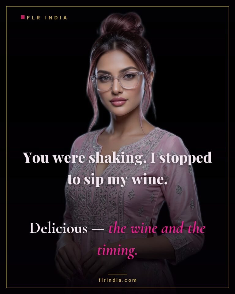 Tease and denial caption — wife stops edging her trembling husband to enjoy her wine and her timing.