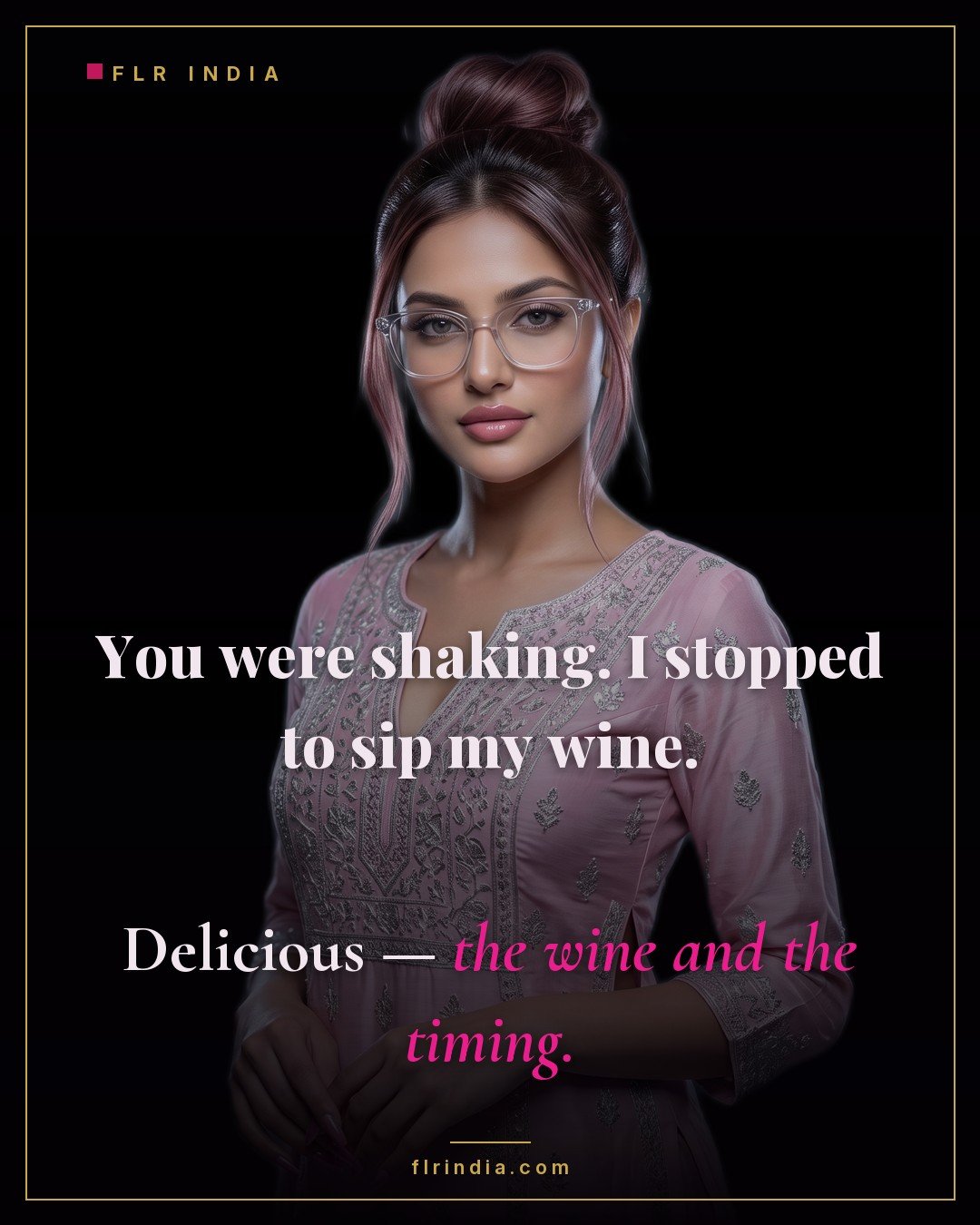 Tease and denial caption — wife stops edging her trembling husband to enjoy her wine and her timing.