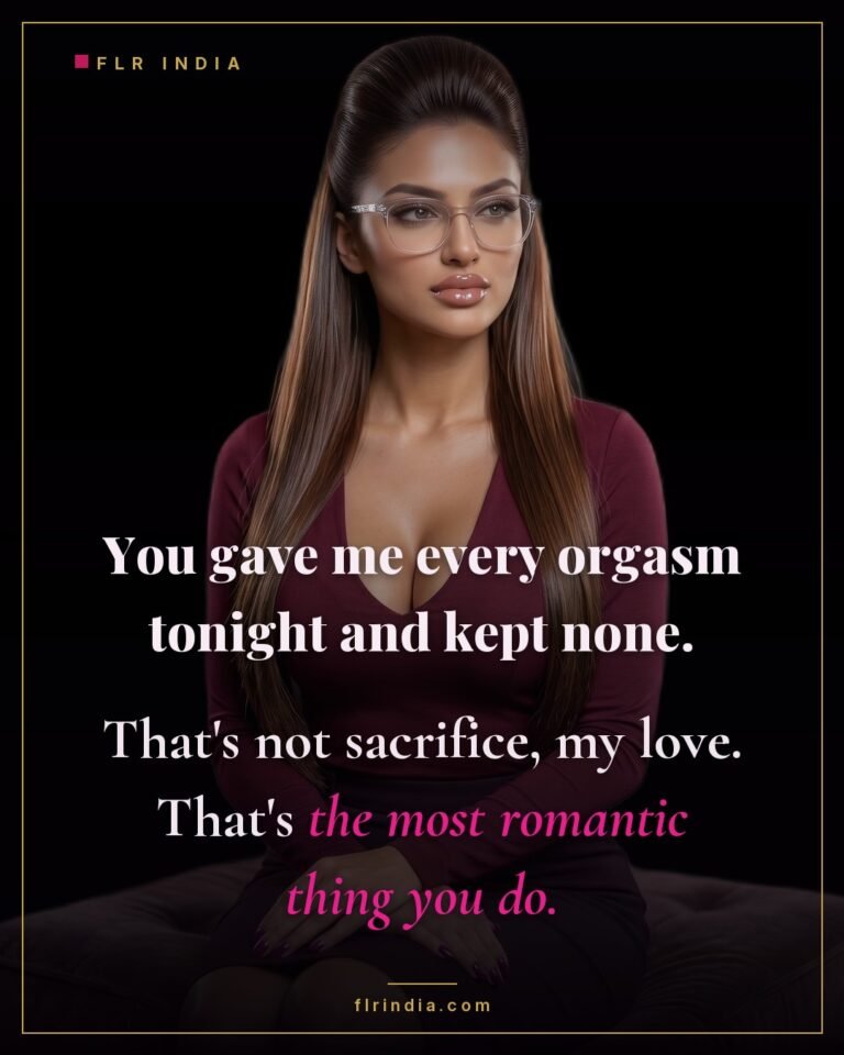 Intimate wife-voice chastity caption — wife calls her husband's selfless devotion, giving all and keeping none, deeply romantic.