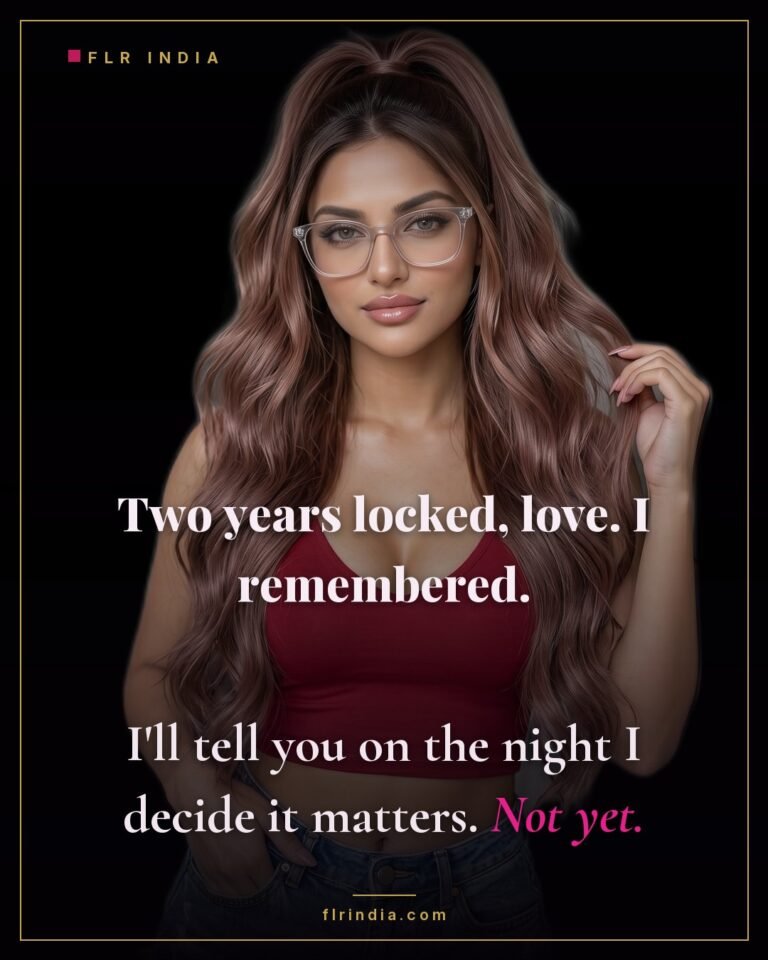 Intimate wife-voice chastity caption — wife privately marks two years of her husband's chastity, telling him only when she chooses.