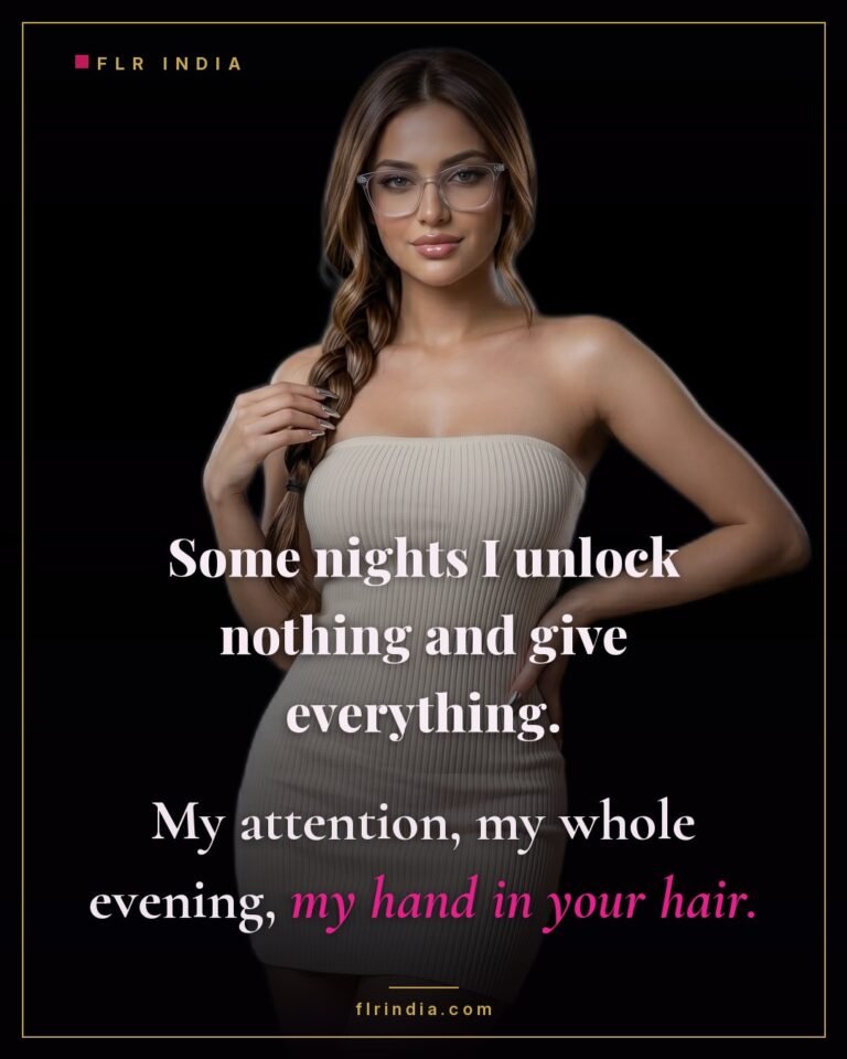 Intimate wife-voice chastity caption — wife gives her caged husband her whole evening and tenderness while unlocking nothing.