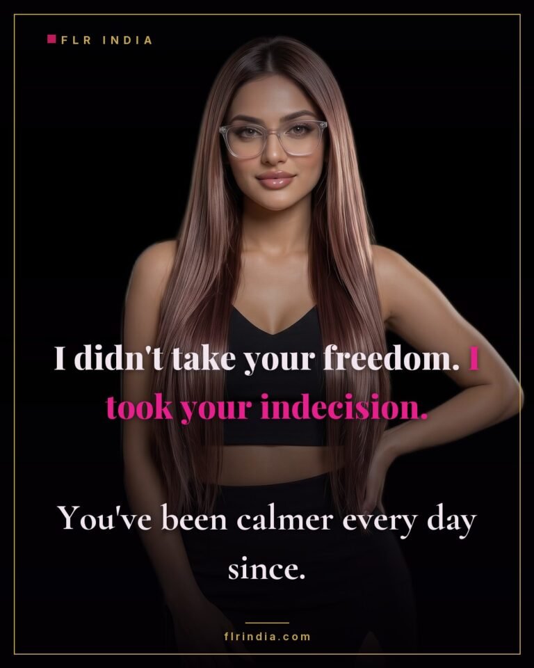 Femdom chastity caption — wife reframes taking control as removing his indecision.