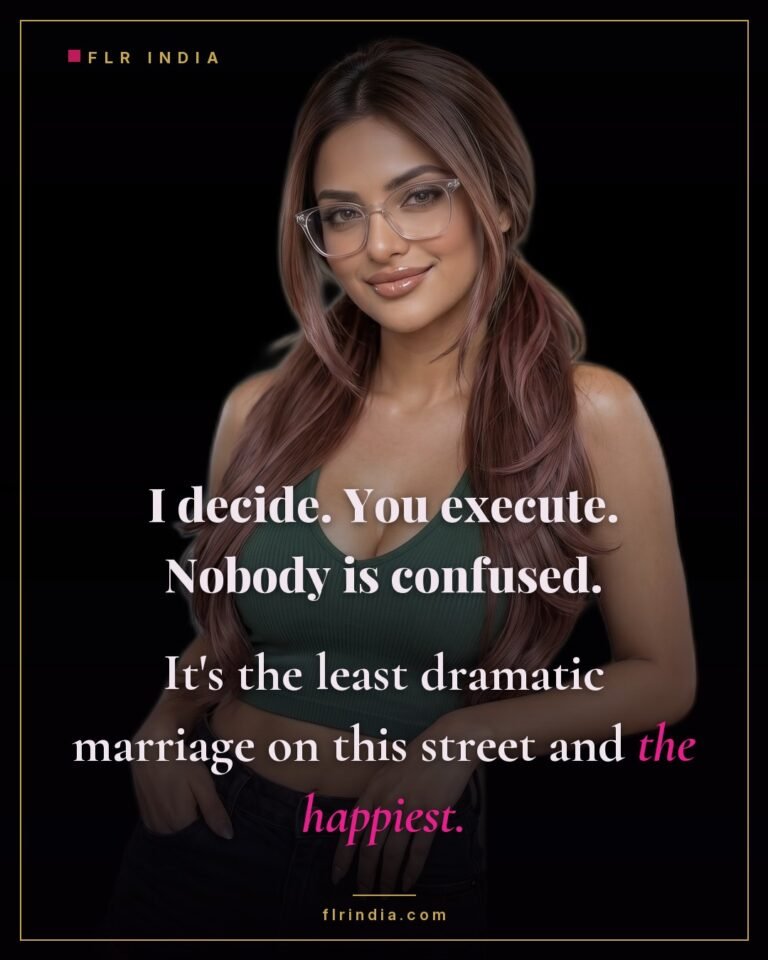 Femdom caption — clear roles make the calmest, happiest marriage on the street.