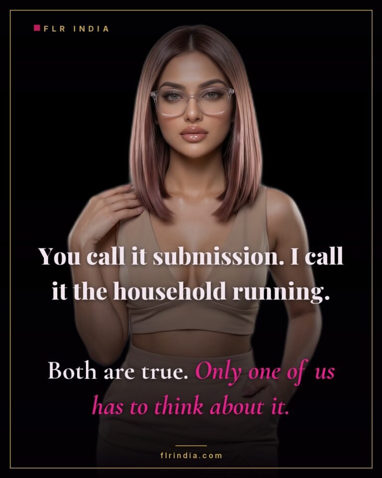 Femdom caption — his submission is simply how the household runs smoothly.