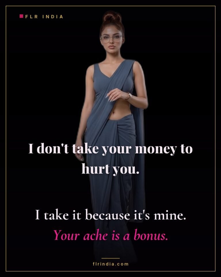 Findom caption — she takes his money as a right and enjoys the ache as extra.