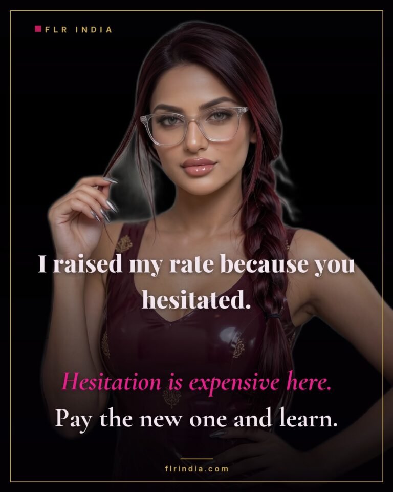 Findom caption — hesitating over a tribute immediately raises the price.
